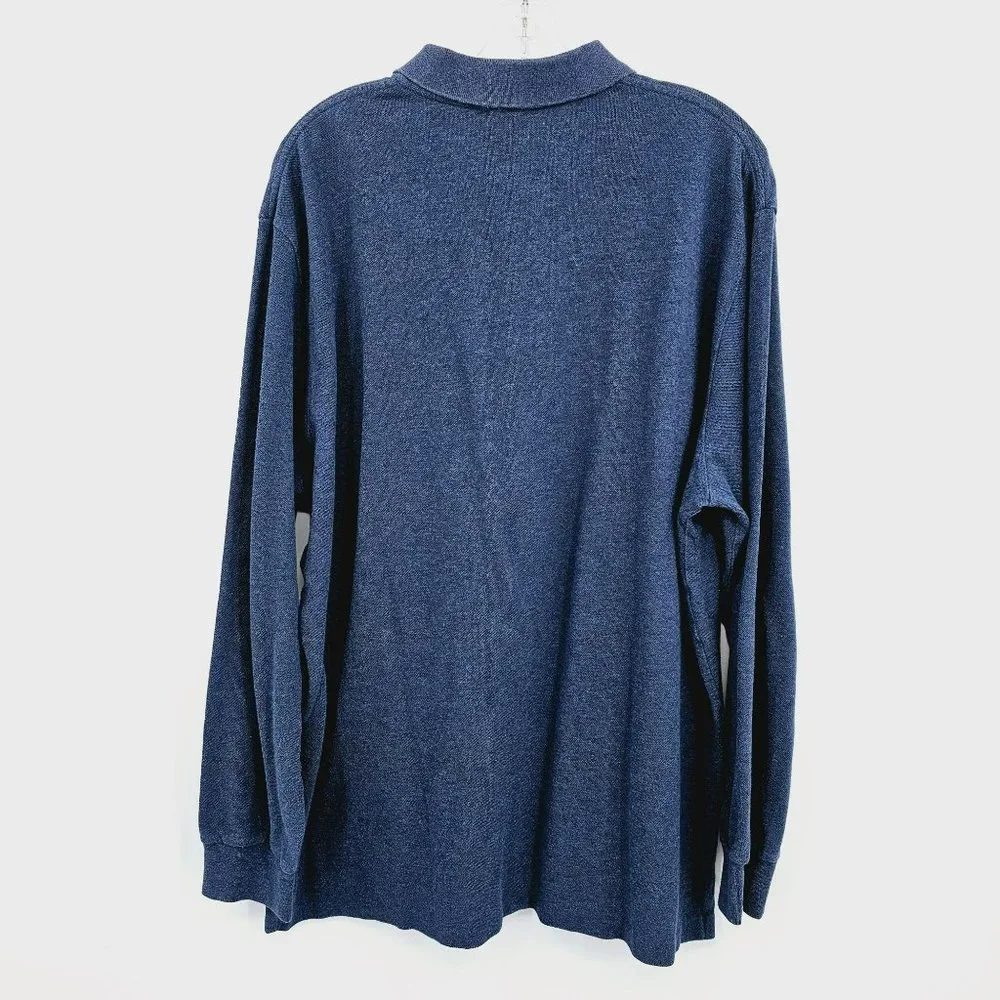 Polo Ralph Lauren Vintage Long Sleeve Shirt XL Blue Collared 2 Button Cotton USA
